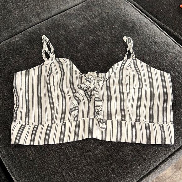 Garage White Striped Crop Top Tank | Large - Picture 1 of 5